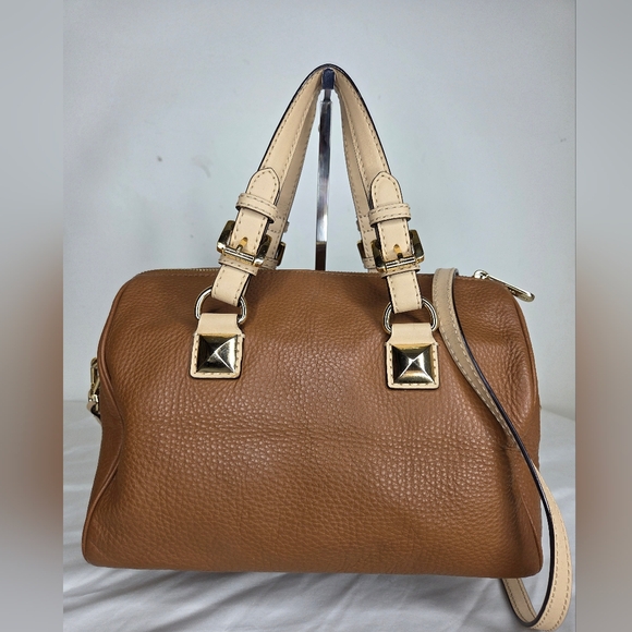 Michael Michael Kors aprox 11" X 9"inch- Tan Leather Gold Hardware Satchel - Picture 3 of 15